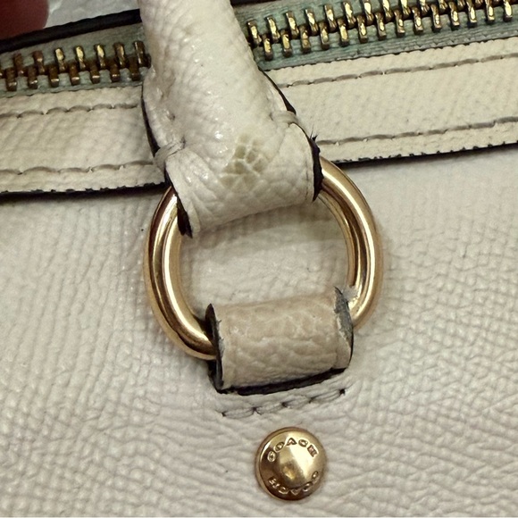 COACH 79946 Rowan Crossgrain Leather Satchel Shoulder Crossbody Bag Chalk / Gold - Picture 13 of 16